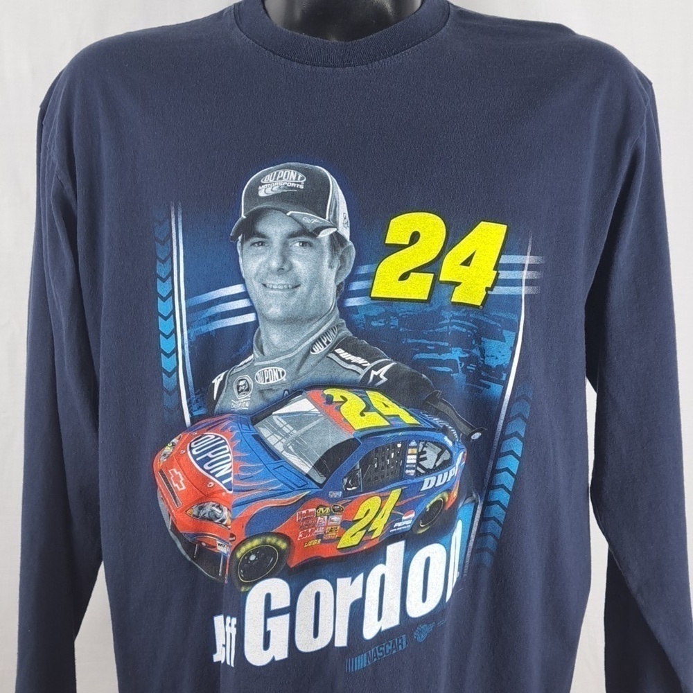 Nascar Jeff Gordon #24 big print w sleeve print blue XL long-sleeved t-shirt
